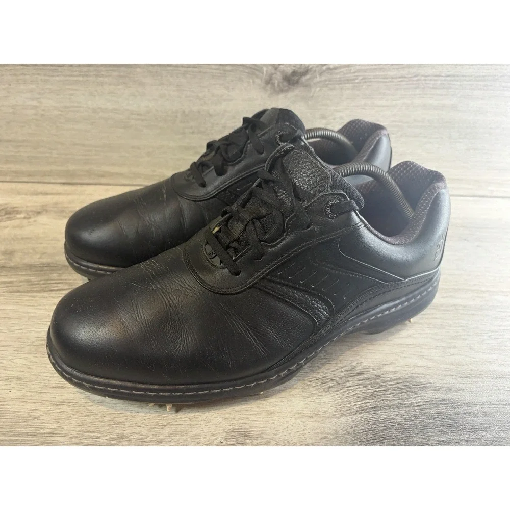 FootJoy Black Leather Lace Up Men's Golf Shoe Size 10.5 XW Style Code 54018